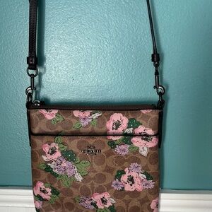 Coach Floral Crossbody Bag - Pink and Brown